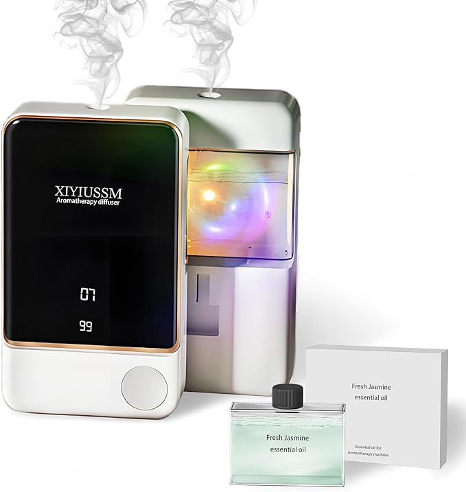 Waterless Essential Oil Diffuser for Home & Office Cordless Battery Operated Aroma Diffuser with 7 Mist Levels, Ultrasonic Air Freshener for Large Rooms Bedroom Bathroom Car Small & Portable