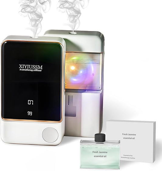 Waterless Essential Oil Diffuser for Home & Office Cordless Battery Operated Aroma Diffuser with 7 Mist Levels, Ultrasonic Air Freshener for Large Rooms Bedroom Bathroom Car Small & Portable