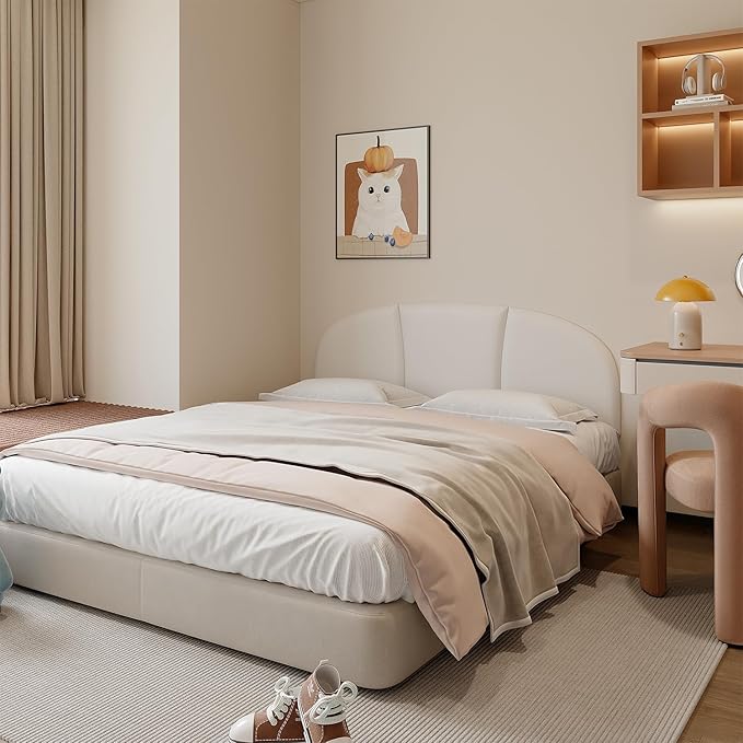 Yutianli Upholstered Headboard Queen Size 59"x 20" Wall Mounted Peel and Stick Headboard White Anti Collision Padding