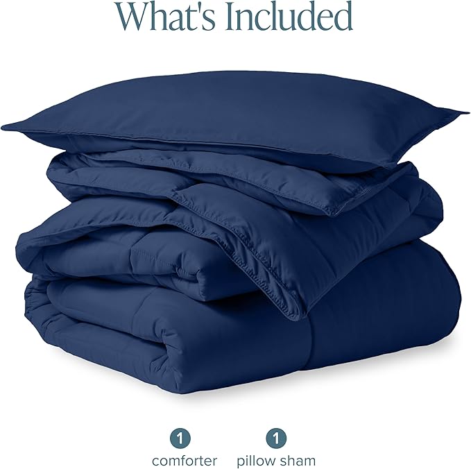 Bare Home Comforter Set - Ultra-Soft - Goose Down Alternative - Premium 1800 Series - All Season Warmth (Twin/Twin XL, Dark Blue)