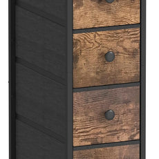 GiftGo Narrow Dresser Vertical Slim Dresser Chest of Drawers Skinny Storage Tower for Small Spaces Gaps Closet Bedroom Bathroom Small Fabric Drawer Unit (Rustic Brown, 4 Drawers)