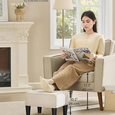 SONGMICS Foot Stool with Legs, Small Footstool Ottoman, Velvet Seat with Thick Cushion, for Living Room, Bedroom, Entryway, 330 lb Weight Capacity, Cream White ULOM501W01