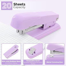 SKYDUE Purple Office Supplies Set, Purple Office Desk Accessories 10PCS, Pencil Holder for Desk, Stapler, Tape Dispenser, Scissors, Ruler, Binder/Paper Clips and 1000pcs Staples,Desk Supplies Set