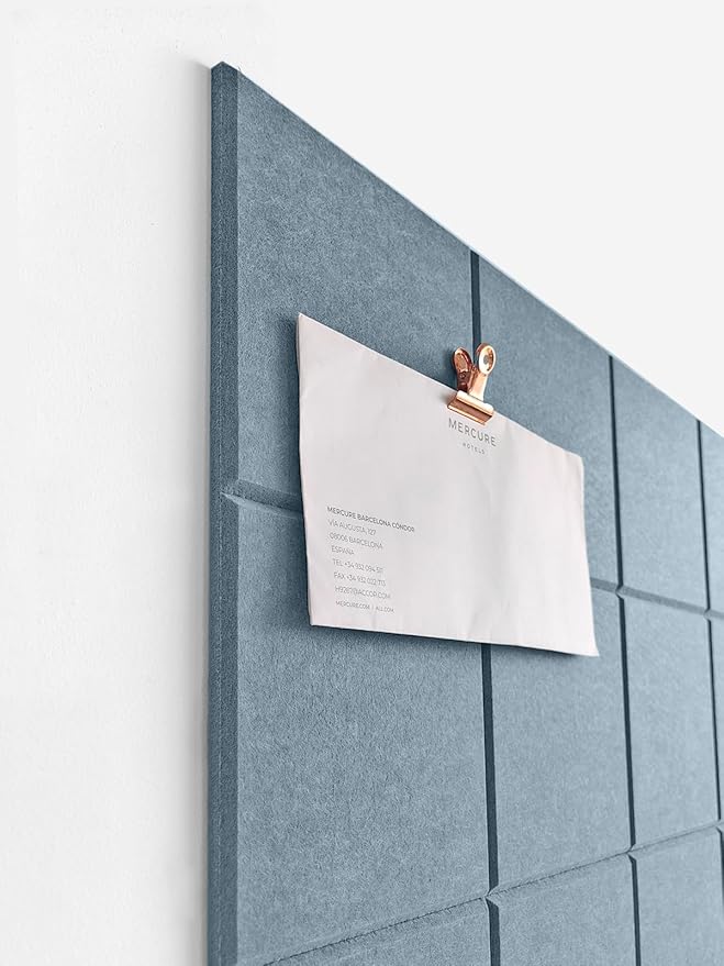 Felt Bulletin Board Tiles | Modern Cork Board Alternative | Large Cork Boards for Walls | Aesthetic Felt Wall Panels for Office & Home Decor | Pinboard & Photo Board (12-Pack) | Gray Blue