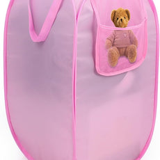Foldable Laundry Basket, Pop Up Laundry Hamper with Handles, Collapsible Basket with Handy Pocket, Privacy Protection, Easy Carry Reinforced Clothes Hamper for Dorm, Bedrooms, Bathrooms, Travel Pink
