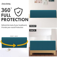 Easy-Going Stretch Bed Headboard Cover,Small Square Jacquard Headboard Slipcover, Dustproof Bed Head Cover for Bedroom (Full,Peacock Blue)