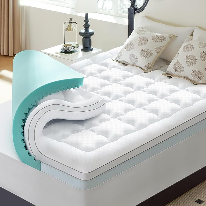 Choc chick 3.5 Inch Memory Foam Mattress Topper Twin, Dual Layer 2 Inch Gel Egg Crate Memory Foam Plus 1.5 Inch Down Alternative Pillow Top Mattress Pad, Support for Back Pain