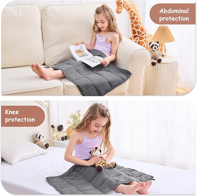 yescool Weighted Lap Pad 2 Pounds Weighted Lap Blanket, Grey Small Weighted Blanket, Weighted Throw Blanket Gift for Travel Indoor Outdoor, 20"x30"