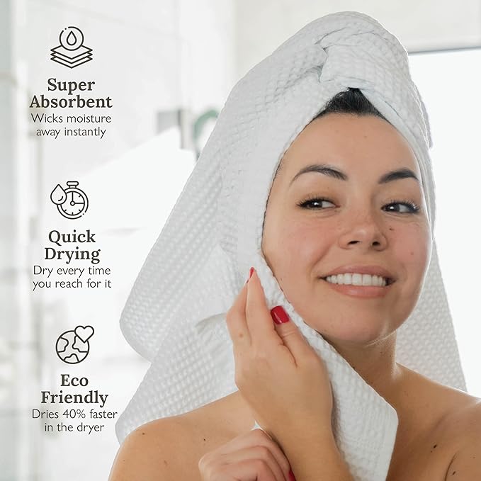 GILDEN TREE Waffle Hand Towels for Bathroom Quick Dry Towel Super Absorbent Thin 100% Cotton Lint Free, Hand Towels for Bathroom Set of 2, Classic Style (Cream)