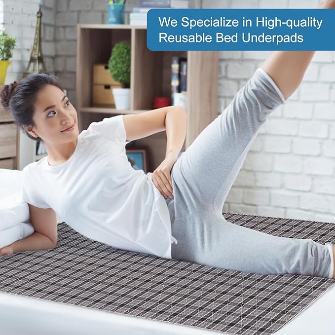OUTCREATOR® Washable Bed Pads 34" x 76" (Pack of 2), Incontinence Mattress Protector, Anti-Slip Waterproof Underpads for Adults Kids Elderly Pets, Absorbency & Reusable Bedwetting Pads (Black Plaid)