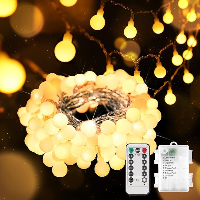 suddus Battery Operated Christmas Lights, 50 Led Twinkle Lights with Remote, Indoor String Lights for Tree, Backyard, Patio, Garden, Party, Bedroom, Living Room, Classroom, Warm White
