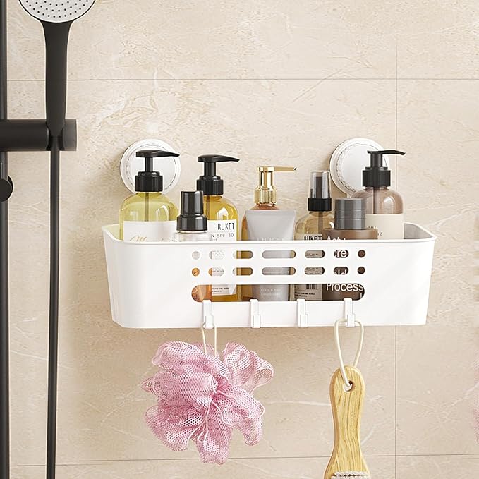 Lifewit Shower Caddy Suction Cup, 12.4inch Large Removable Shower Shelves for Inside Shower, NO-Drilling Bathroom Organizers and Storage Rack for Shampoo Strong Vacuum Suction, 1 Pack