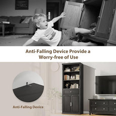 Rresyet Bookcase, 6 Tier Black Bookshelf 28