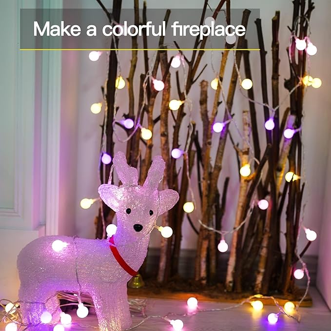 suddus Globe String Lights Outdoor Waterproof, 100 Led Colorful Globe Lights with Remote, Battery Powered String Lights for Backyard, Patio, Garden, Party, Christmas, Bedroom, Multicolor