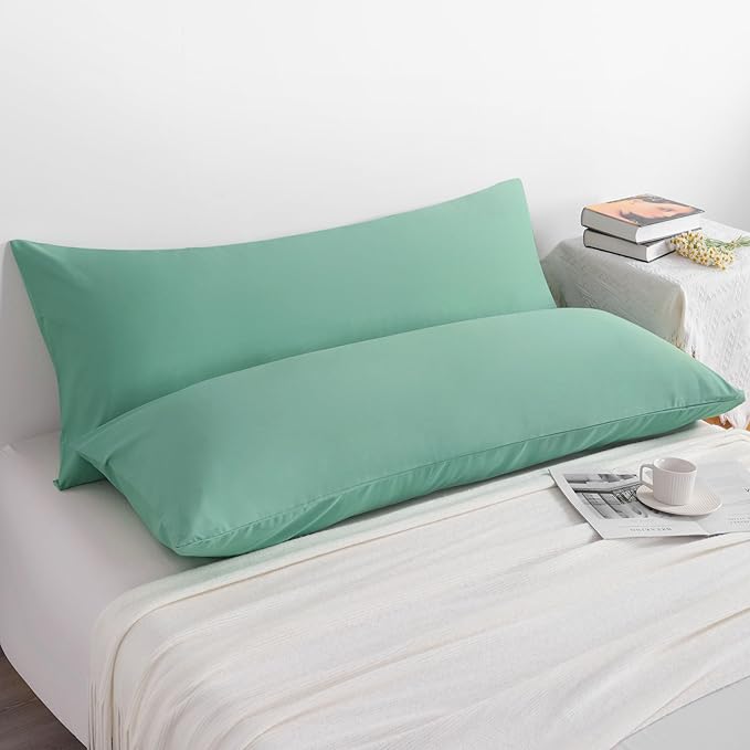 NTBAY Microfiber Body Pillowcase Set, 20x54 Inches, Mint Green, Soft, Wrinkle, Fade Resistant, Envelope Closure, 2 Pc