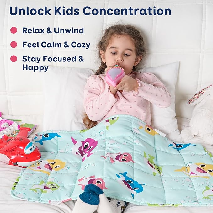 Kivik Weighted Lap Blanket 2 lbs, 20" x 30" Green Shark Small Weighted Blankets, All-Season Breathable Cute Mini Weighted Lap Pad, Soft Heavy Throw Blanket for Travel, Calming & Sleep, Washable