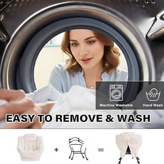 Tiita Lazy Chair with Ottoman, Modern Large Accent Lounge Armchair, Comfy Leisure Sofa Reading Chair with Footrest for Bedroom, Living Room, Dorm Rooms, Garden and Courtyard, Plush Beige