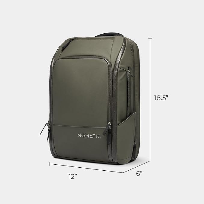 NOMATIC Travel Pack - 20L Water Resistant Laptop Bag - TSA-Ready Expandable Olive Backpack