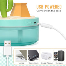 Cactus Mini Humidifier, Cute Desktop Humidifiers for Bedroom, 320ml Portable Small Cool Mist Humidification, USB Powered, Auto Shut-Off, Perfect for Home, Office & Indoor Plants