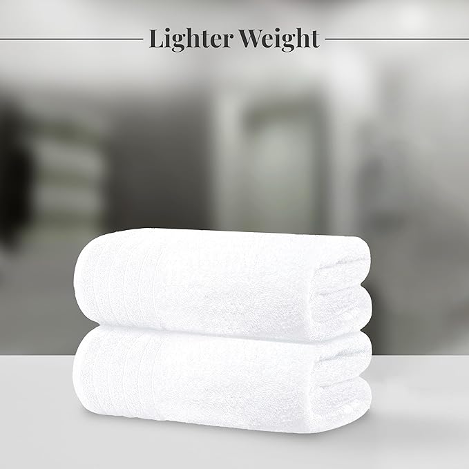 Tens Towels Pack of 2 Extra Large Bath Sheets 35 x 70 Inches, 100% Cotton, Larger & Lighter Weight, Quicker to Dry, Super Soft & Absorbent, Oversized Bath Towels, White