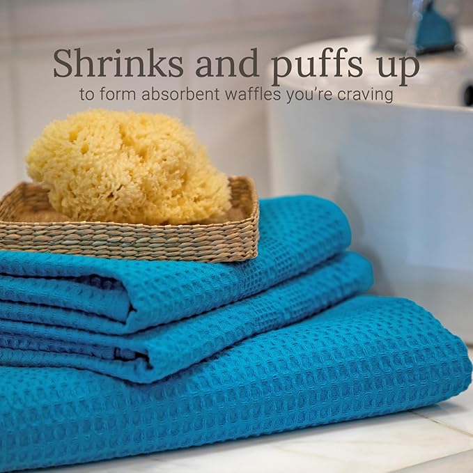 GILDEN TREE Waffle Bath Sheet Large Bath Towels Quick Dry Thin Body Towels, 40x80 Oversized Bath Towels for Adults, 2 Pack Bath Sheet Set, Classic Style (Aqua)