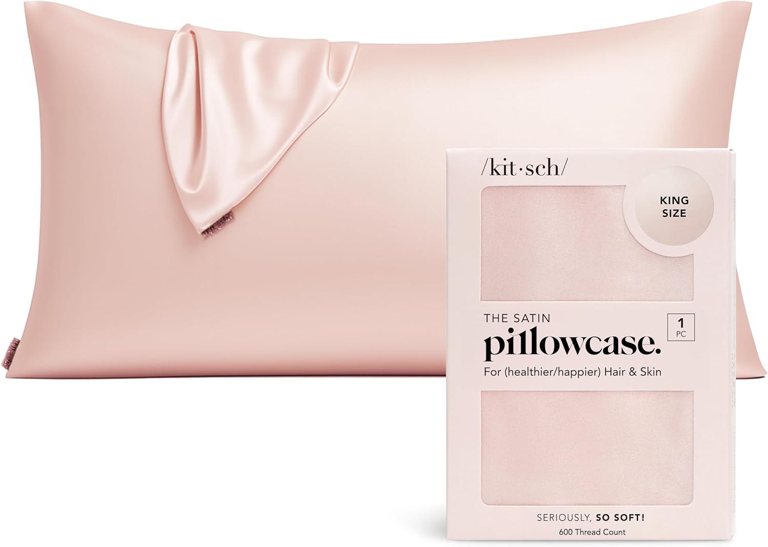 Kitsch Satin Pillowcase with Zipper for Hair & Skin - Softer Than Silk Pillow Cases, Smooth Cooling Satin Pillow Case, Wrinkle-Free, Machine Washable, Pillow Cases Standard Size 19x26 - Lavender Dormly