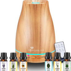 Diffuserlove Essential Oil Diffuser 200ML Aroma Diffuser Mist Humidifiers with 7 Color LED Lights, Auto Shut-Off Function for Bedroom Office Room House
