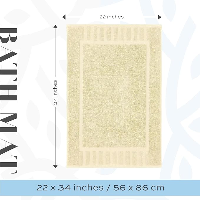 White Classic Luxury Bath Mat Floor Towel Set - Absorbent Cotton Hotel Spa Shower/Bathtub Mats [Not a Bathroom Rug] 22"x34" | 2 Pack | Beige