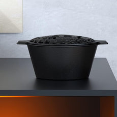 Fire Beauty Woodstove Steamer Stove Humidifier Cast Iron Lattice Top Rust Resistant 2.3 Quart Capacity (wolf)