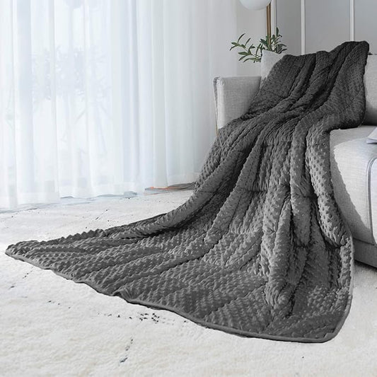 ALANSMA Reversible Weighted Blanket for All Season, Luxury Velvet, Warm and Cool, Adult 5Lb Grey Weighted Blanket, Enjoy Sleeping Anywhere(Grey,35"x48" 5.5lbs)