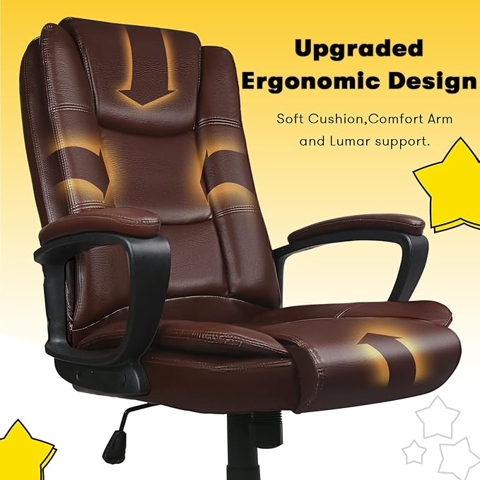 OFIKA Home Office Chair, 400LBS Big and Tall Chair Heavy Duty Design, Ergonomic High Back Cushion Lumbar Back Support, Computer Desk Chair, Adjustable Executive Leather Chair with Armrest