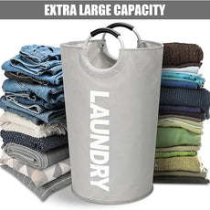 DOKEHOM 125L X-Large Collapsible Washing Laundry Basket Bag (7 Colors) for Bedroom, Fabric (Grey, XL)