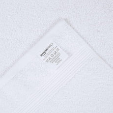 Amazon Basics 6 Piece hand towels for bathroom, Fade Resistant 100% Cotton Hand Towels, soft absorbent bathroom hand towels 6 - Pack (26''x16''), White