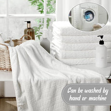 16 Pack Microfiber Bath Towels Bulk 27'' x 60'' Oversized Size Bath Towel Highly Absorbent Extra Large Soft Drying for Shower Beach Winter Salon Sport Gym Party (Wheat,White)