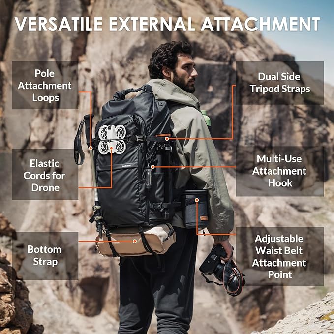 TARION Large Camera Backpack for Photographers - 35L Expandable DSLR Waterproof Camera Bag with 16" Laptop Compartment & Side Access & Adjustable Waist Strap & Rain Cover (Xprober)