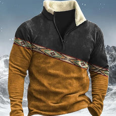 Western Sweatshirts for Men Aztec Cowboy Vintage Graphic Fleece Hoodie Mens Quarter Zip Pullover Country Jacket