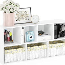 Furinno LUDER Book Shelf, 7-Cube Bookshelf, Bookcase, 9.4 x 19.5 x 41.7, for Living Room, Bedroom, Home Office, White