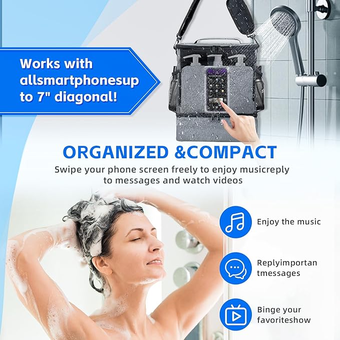 Grey Portable Mesh Shower Organizer – Hanging Toiletry Bag with Handles & Strap, Quick-Dry for Bathroom, Gym, Travel, Camping & College Dorms