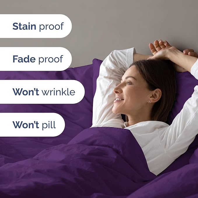 Duvet Cover Twin/Twin XL Size Set - Extra Soft Duvet Cover 68 x 90 with 1 Pillow Sham - Hotel Luxury, Easy Care and Fade Free with Zipper Closures & Ties - Comfy, Cozy Breathable Bedding Set (Purple)