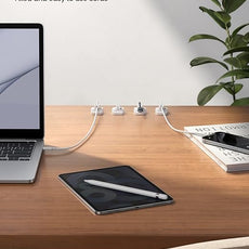 10Pack Cable Spring Holder Clips, Cord Organizer for Desk - Lamicall Adjustable Cord Clip, Wire Holder Organizer, Phone USB Charger Cable Holder, White