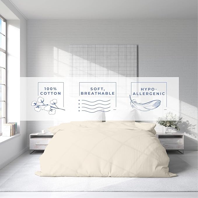 Kotton Culture 3 Pc 120"x120" Duvet Cover Set Super King Plus/Super Oversize King 100% Egyptian Cotton - 600 TC Comforter Cover, Zipper Closure & Corner Ties - Fits Only Extra Large Inserts -Butter