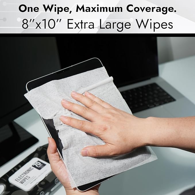 Air Jungles Electronic Wipes Screen Cleaner 70 Count, No Cloth Needed, Extra Large 8"x10" Tech Cleaning Wipes for LED Screen, TVs, Cars, Computer,Tablets, Phones, Laptops, VR, Monitors