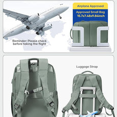 Vacuum Backpack Travel for Women Men, Travel Backpack with Vacuum System, Small Compression Backpacks Flight Approved, Travel Vacuum Bags with 14inch Laptop Compartment, Contain Pump, Green