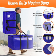 8-Pack Moving Bags with Backpack Straps & Carry Handles, 25 Gallons-93 L Heavy Duty Storage Totes for Space Saving, Foldable Storage Bags for College Dorm, Travel, Camping (Blue)