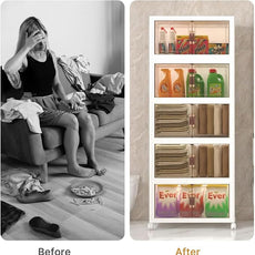 Extra Large Stackable Storage Bins with Lids & Wheels & Door, 672QT-112QT/28GAL*6Pack Foldable Collapsible Closet Organizers, Plastic containers drawers for bedroom Dorm