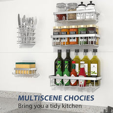 5 Pack Shower Caddy Organizer Rack Shelf for Inside Shower, Self Adhesive Bathroom Wall Storage Basket Rustproof Stainless Steel Large Capacity Shampoo Holder, Silver