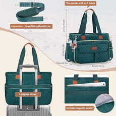 RAINSMORE Teacher Tote Bag for Women Work Bags 15.6 Inch Laptop Tote Bag with Large Cup Holder Nurse Bag Computer Handbag