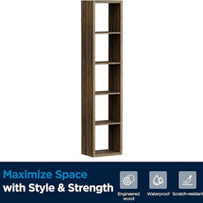 5 Cube Storage Organizer Single Row, Cube Shelf with Heavy-Duty Thick Boards, 13.31