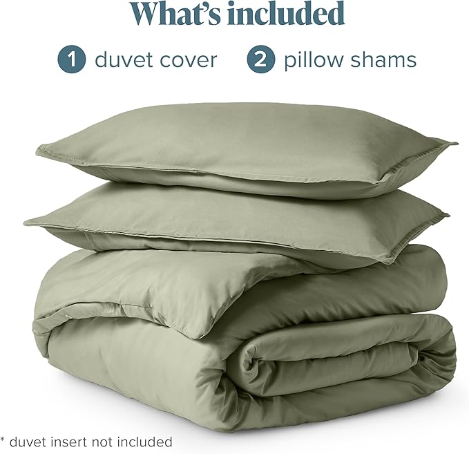 Bare Home Bedding Duvet Cover Full Size - Premium 1800 Super Soft Collection - Lightweight, Cooling - Soft Breathable Bedding Duvet Cover (Full, Sage)