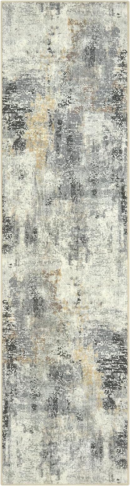Lahome Modern Abstract Runner Rug - 2x8 Grey Hallway Long Bathroom Rugs with Rubber Backing, Kitchen Carpet Non Skid Indoor Floor Runners for Entryway Laundry Living Bedroom 2' x 8'
